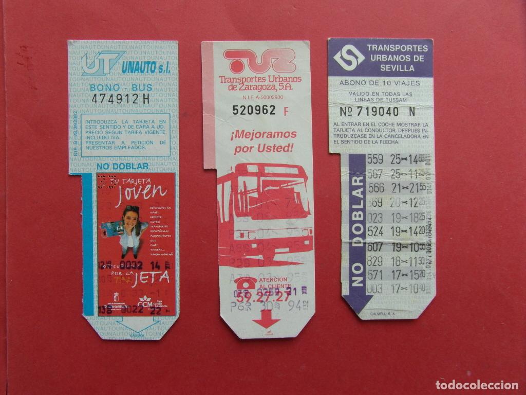 Coleccionismo billetes de transporte: LOTE 3 TARJETAS RESITIVAS BONOBUS SEVILLA ZARAGOZA TOLEDO