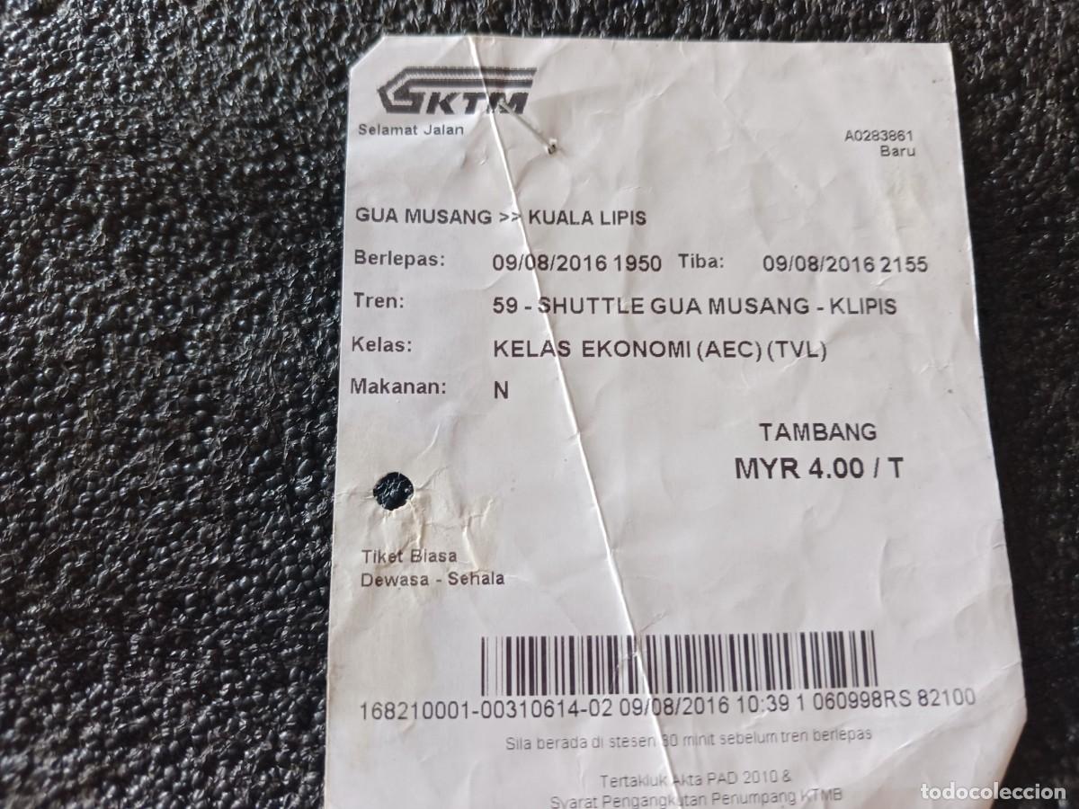 Coleccionismo billetes de transporte: billete de tren KTMB de malasia, de gua musang a kuala lipis