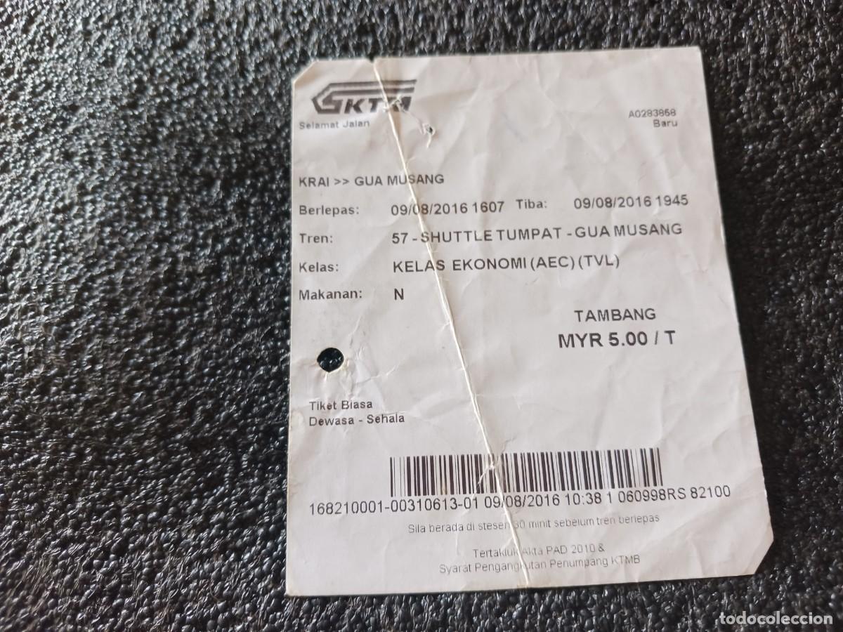 Coleccionismo billetes de transporte: billete de tren KTMB de malasia, de kuala krai y gua musang