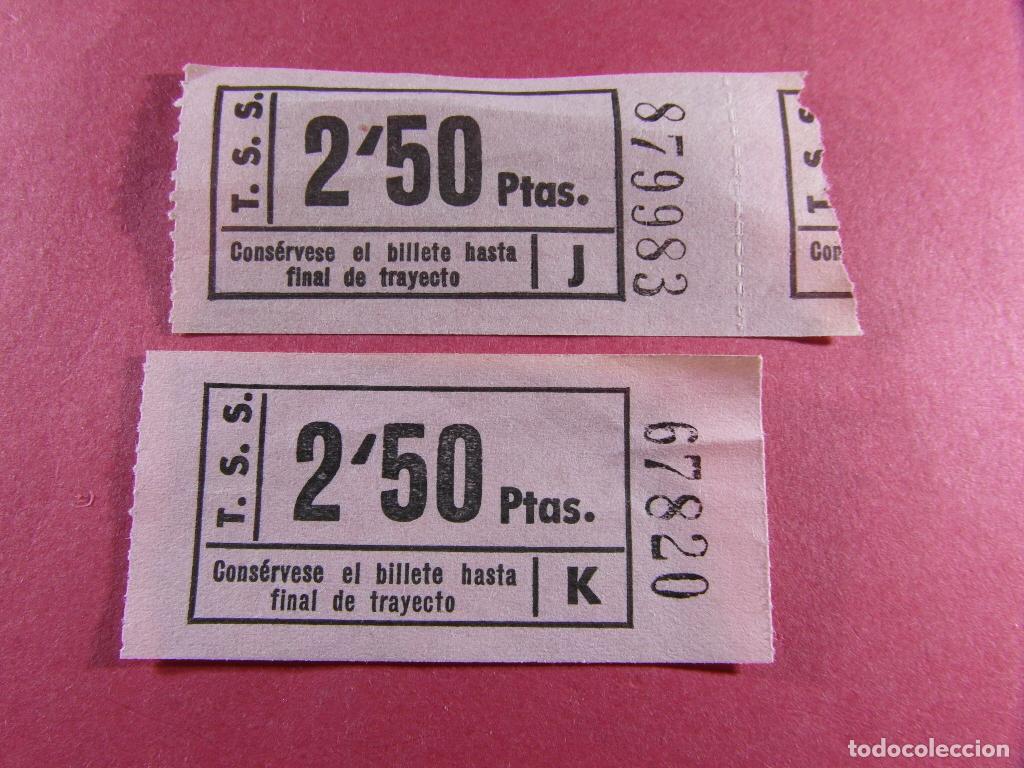 Coleccionismo billetes de transporte: TRANVIAS DE SAN SEBASTIAN - LOTE 2 BILLETES SERIE 5 Y 6 CIFRAS