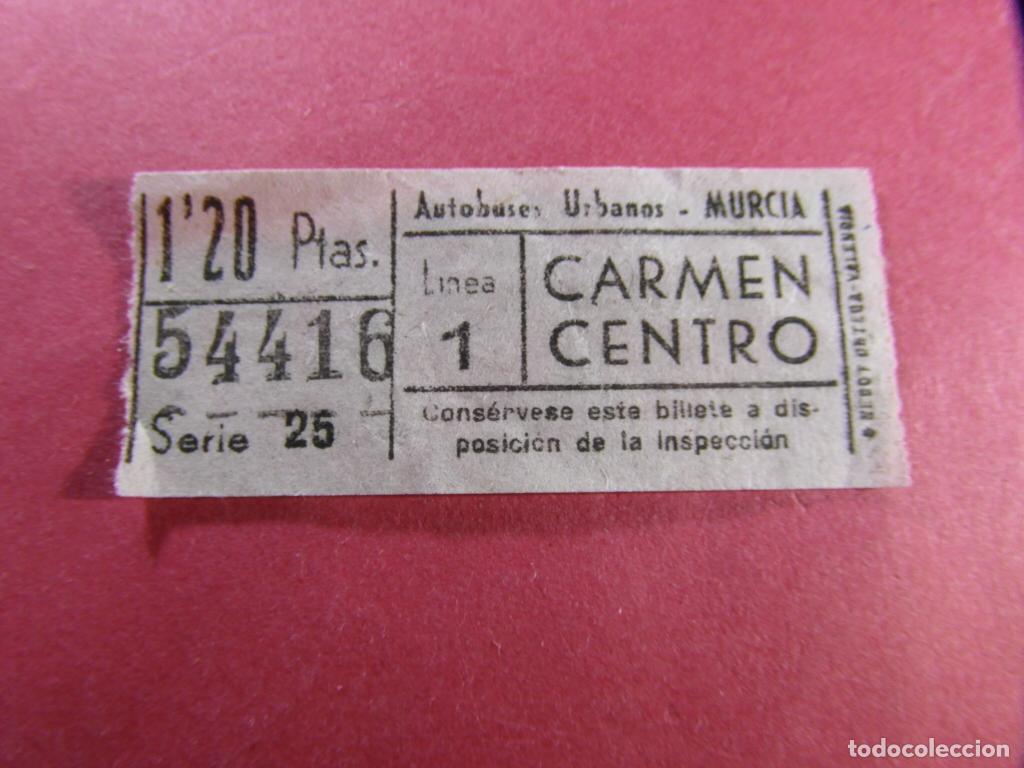Coleccionismo billetes de transporte: AUTOBUSES URBANOS MURCIA - BILLETE 1.20 PESETAS CARMEN CENTRO