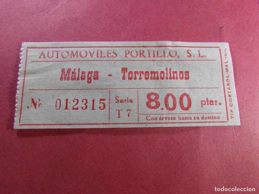 Coleccionismo billetes de transporte: AUTOMOVILES PORTILLO MALAGA - TORREMOLINOS 8 PESETAS