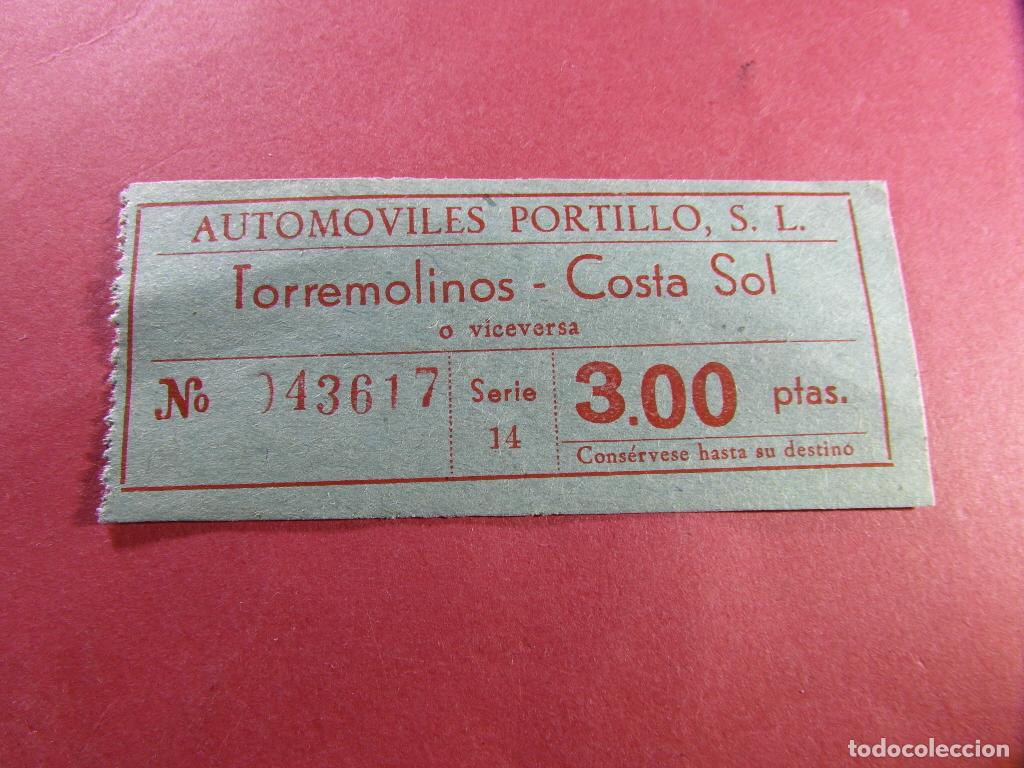 Coleccionismo billetes de transporte: AUTOMOVILES PORTILLO MALAGA - TORREMOLINOS 3 PESETAS