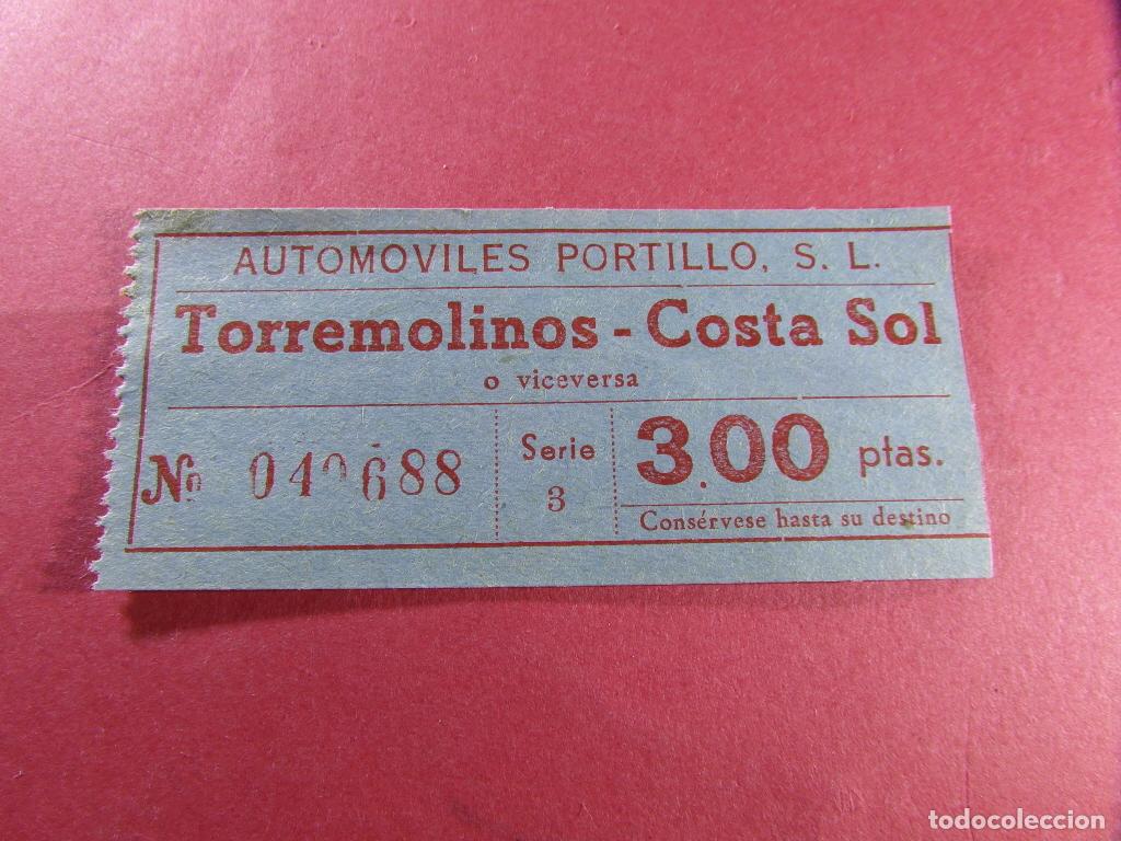 Coleccionismo billetes de transporte: AUTOMOVILES PORTILLO MALAGA - TORREMOLINOS 3 PESETAS