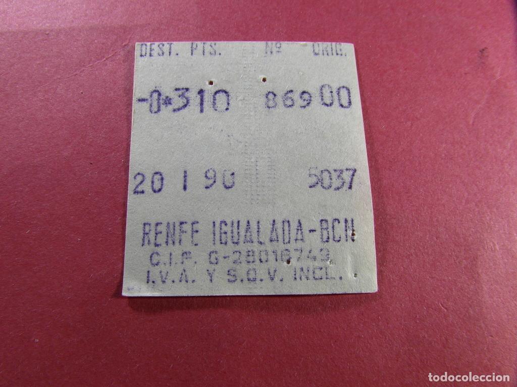 Coleccionismo billetes de transporte: 1 BILLETE RENGE IGUALADA BARCELONA