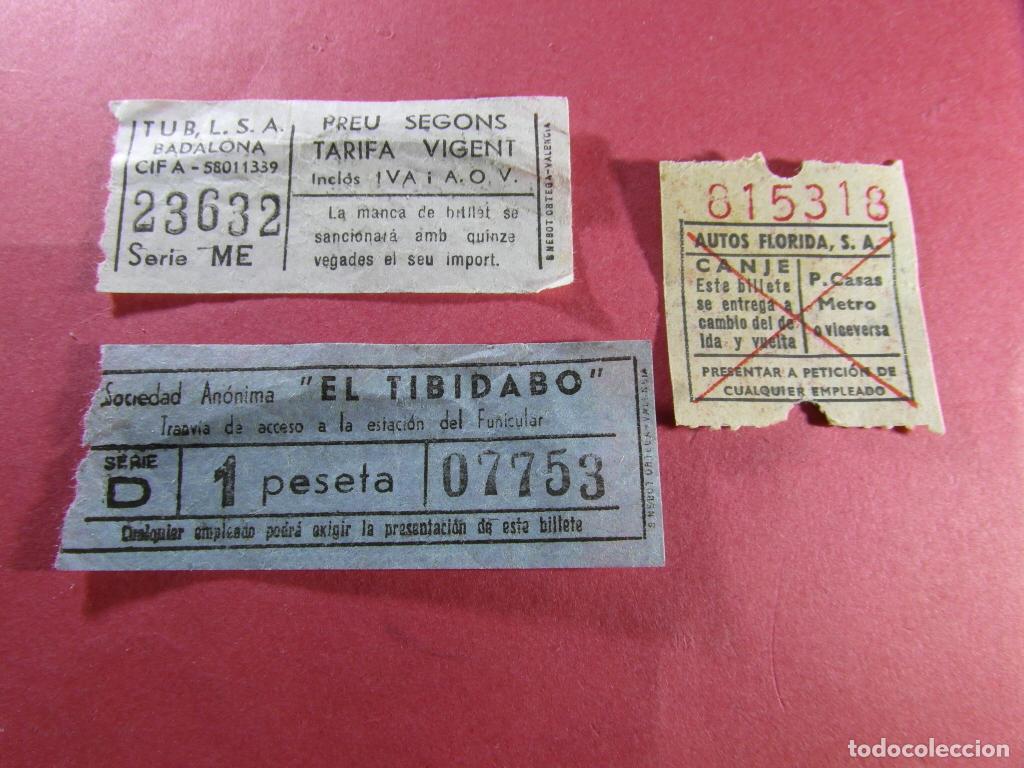 Coleccionismo billetes de transporte: 3 BILLETE DIFERENTES TIBIDABO FUNICULAR AUTOS FLORIDA Y TUBLSA