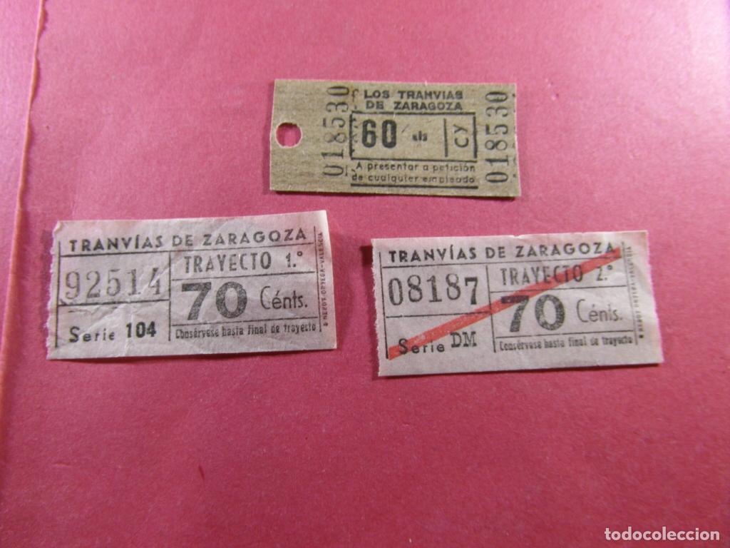 Coleccionismo billetes de transporte: 3 BILLETE DIFERENTES TRANVIA DE ZARAGOZA