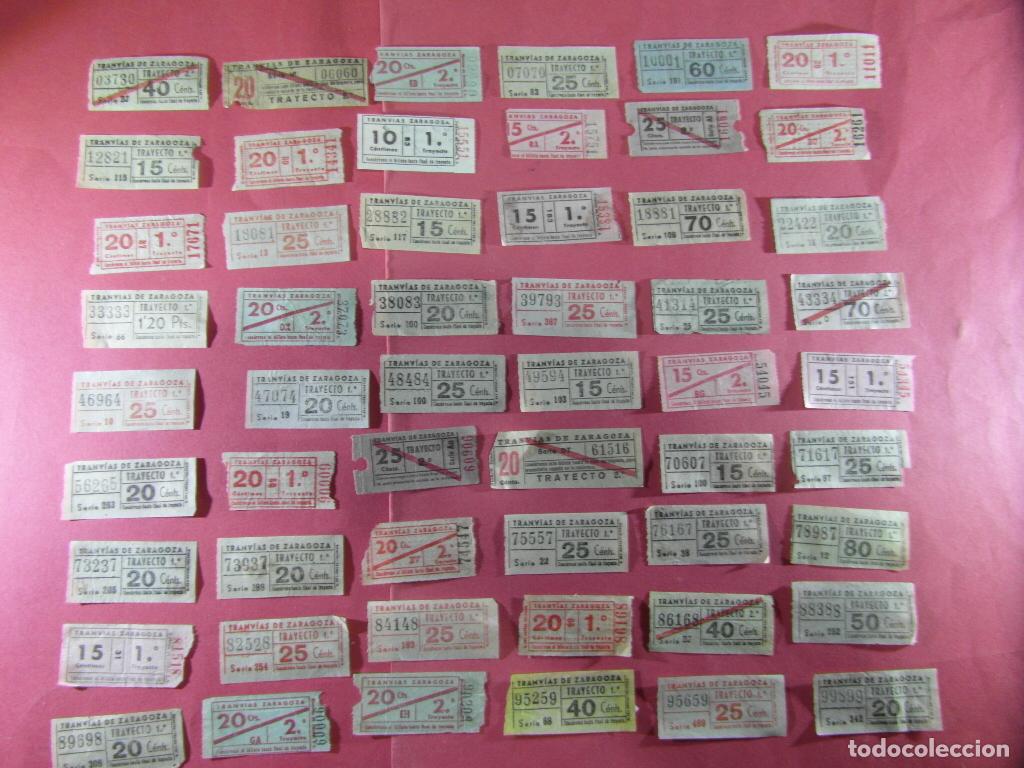 Coleccionismo billetes de transporte: 54 BILLETE TRANVIA DE ZARAGOZA NUMERO CAPICUA DIFERENTES