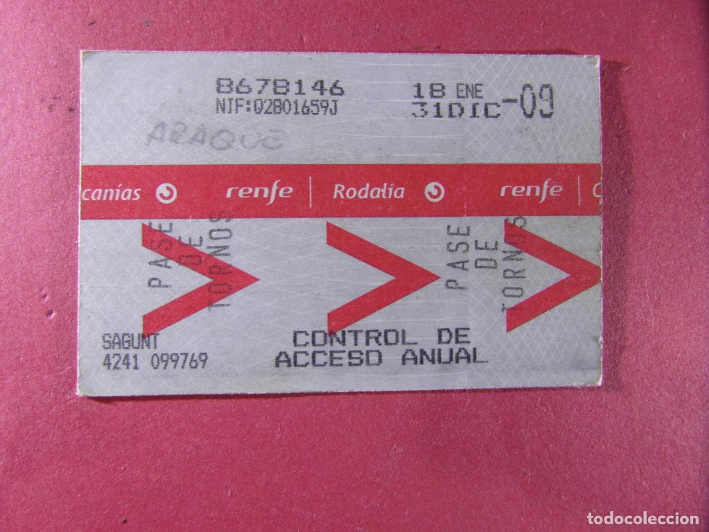 Coleccionismo billetes de transporte: 1 TARJETAS CONTROL DE ACCESO ANUAL SAGUNT SAGUNTO VALENCIA