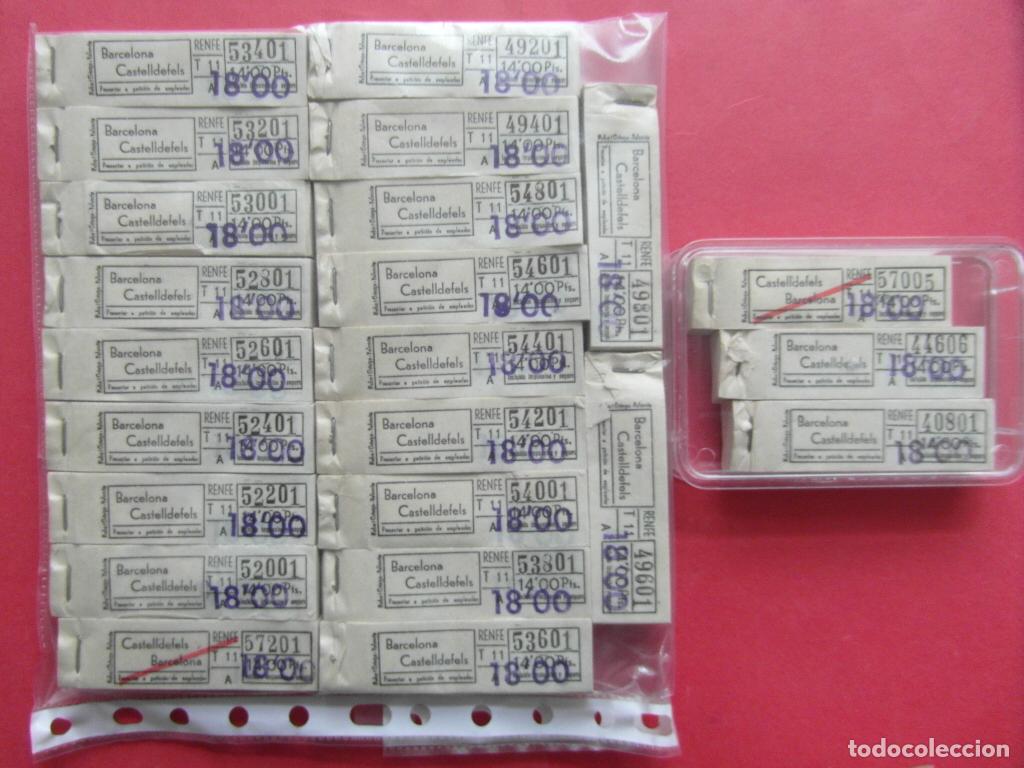 Coleccionismo billetes de transporte: LOTE DE 23 TACOS DE BILLETES DE RENFE BARCELONA CASTELLDEFELS (APROXIMADAMENTE 4600 BILLETES)