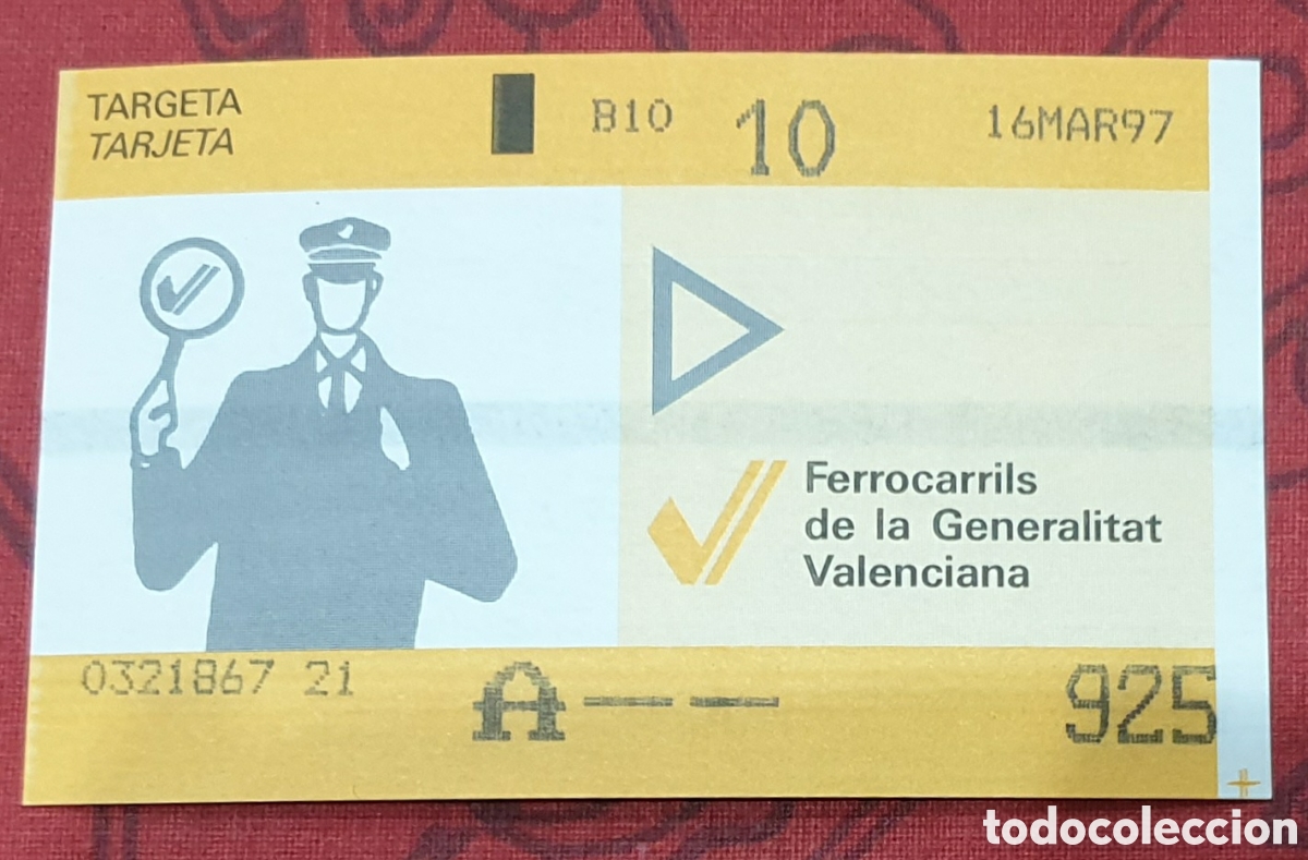 Coleccionismo billetes de transporte: FGV Metro de Valencia. Tarjeta de diez viajes, a&ntilde;o 1997