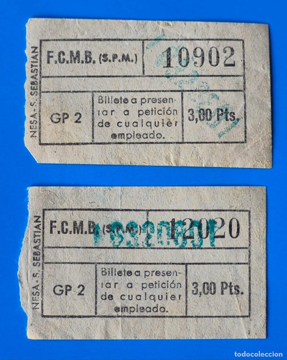 Coleccionismo billetes de transporte: Billete Transportes Barcelona ( F.C.M.B) &ndash; 3,00 pts. &ndash; 10902 - 12020 &ndash; lote 2 billetes