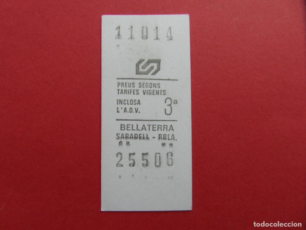 Coleccionismo billetes de transporte: 1 BILLETE TIPO EDMONSON FGC FERROCARRILES CATALANES GENERALITAT - BELLATERRA SABADELL RBLA