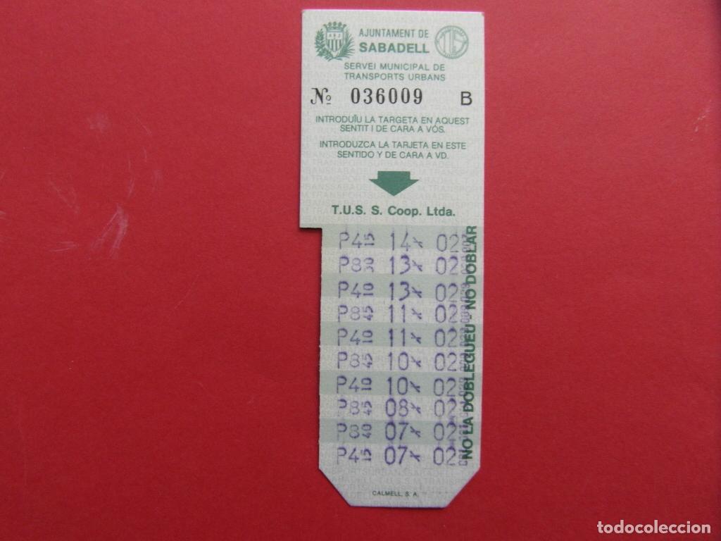 Coleccionismo billetes de transporte: 1 TARJETA RESISTIVA BONO BUS - SABADELL T.U.S. S. COOP. LTDA.
