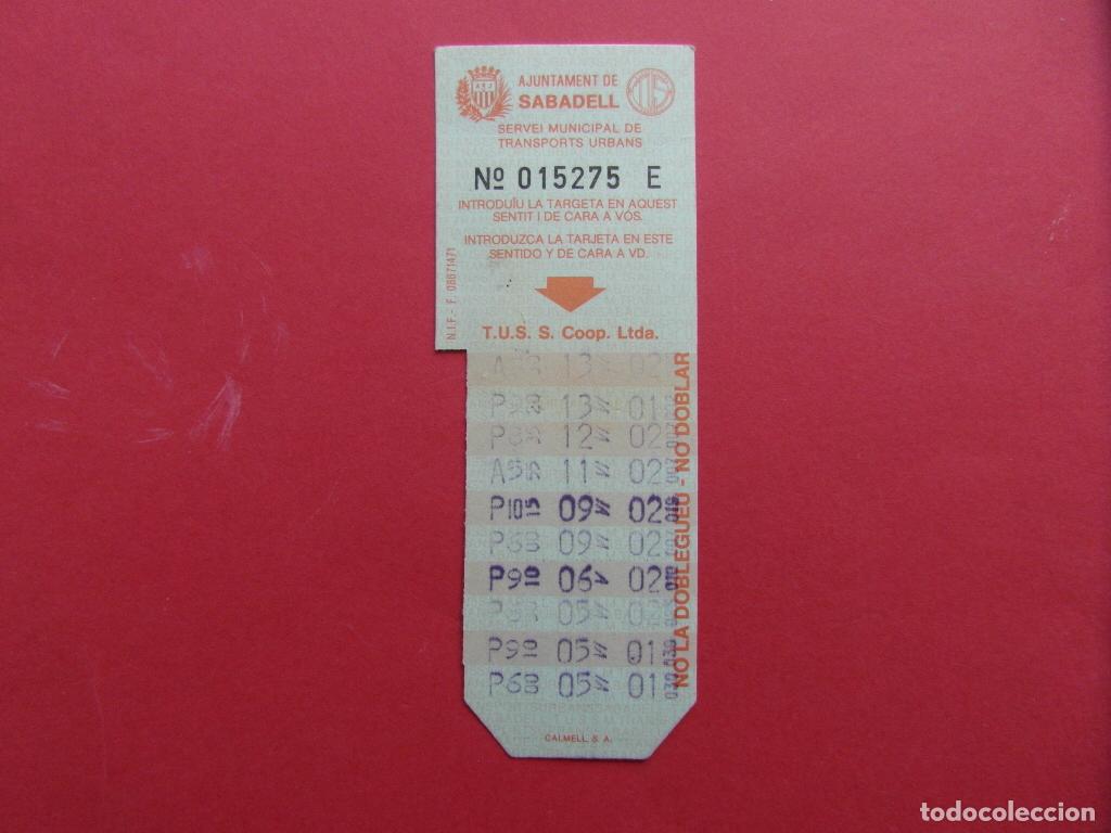 Coleccionismo billetes de transporte: 1 TARJETA RESISTIVA BONO BUS - SABADELL T.U.S. S. COOP. LTDA.