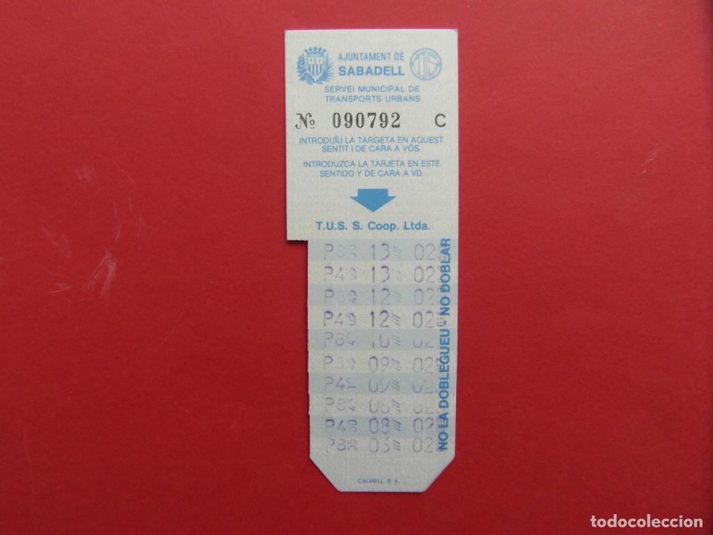 Coleccionismo billetes de transporte: 1 TARJETA RESISTIVA BONO BUS - SABADELL T.U.S. S. COOP. LTDA.
