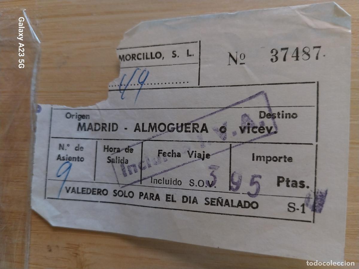 Coleccionismo billetes de transporte: AUTOCARES MORCILLO SL MADRID ALMOGUERA BILLETE A&Ntilde;OS 80 8.2X5.6CMS USADO ORIGINAL