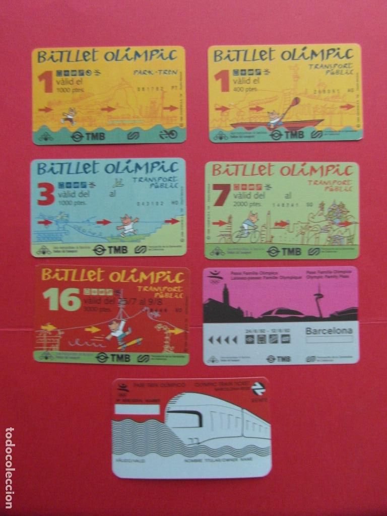 Coleccionismo billetes de transporte: COLECCION 7 TARJETAS DIFERENTES OLIMPIADAS BACELONA 1992 92 -