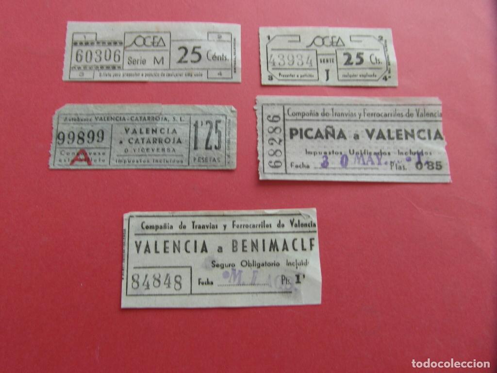 Coleccionismo billetes de transporte: LOTE 5 BILLETES CAPICUA DIFERENTES VALENCIA TRANVIA Y FERROCARRIL SOGEA - 848 439 603 998 682