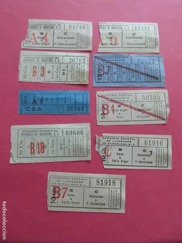 Coleccionismo billetes de transporte: 9 BILLETES CGA COMPA&Ntilde;IA GENERAL AUTOBUSES - CAPICUA DIFERENTES 619 591 329 819 606 383 267 133 047