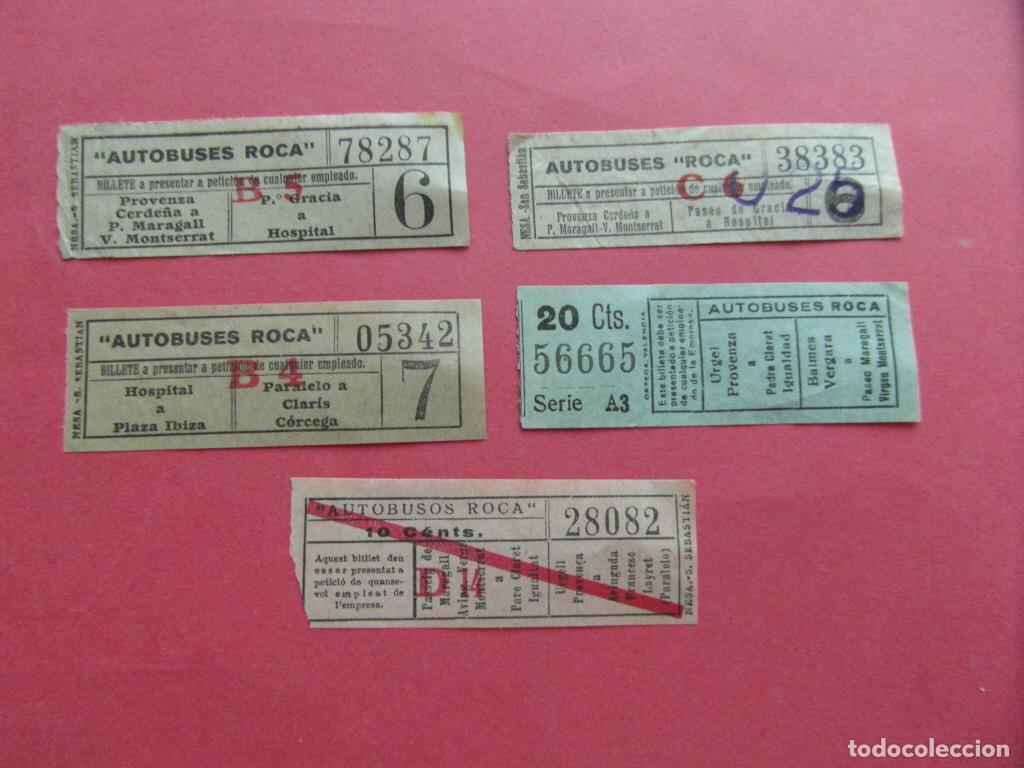 Coleccionismo billetes de transporte: 4 + 1 BILLETES CAPICUA 78287 38383 56665 28082 - AUTOBUSES ROCA BARCELONA - VER TRAYECTOS