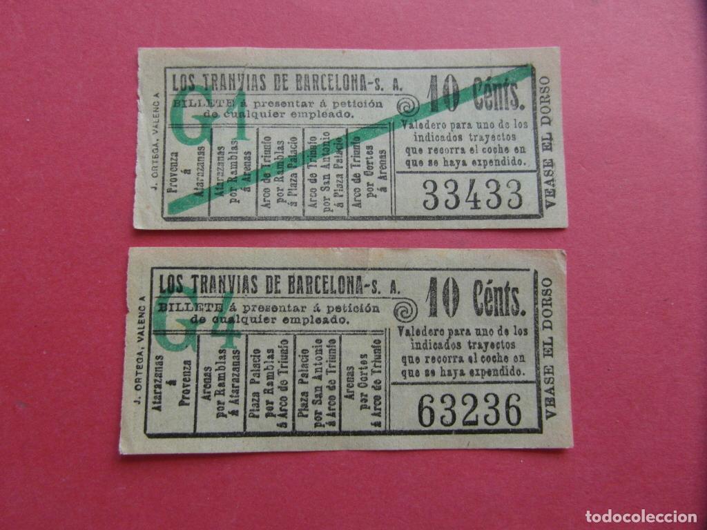 Coleccionismo billetes de transporte: 2 BILLETES CAPICUA 33433 63236 - LOS TRANVIAS DE BARCELONA ANIS DEL MONO BADALONA - VICENTE BOSCH