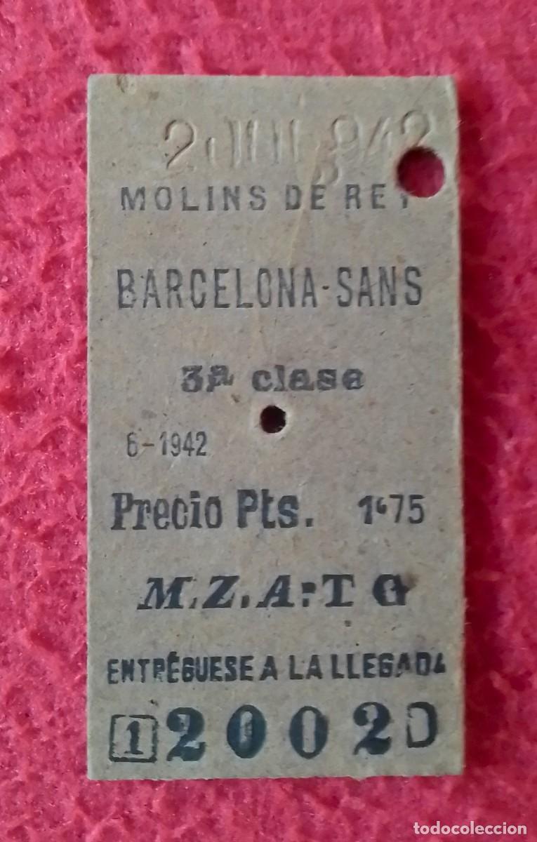 Coleccionismo billetes de transporte: BILLETE TICKET DE TRANSPORTE A&Ntilde;O 1942 MOLINS REY BARCELONA SANS TRANSPORT TREN? AUTOBUS? BUS? TRAIN?
