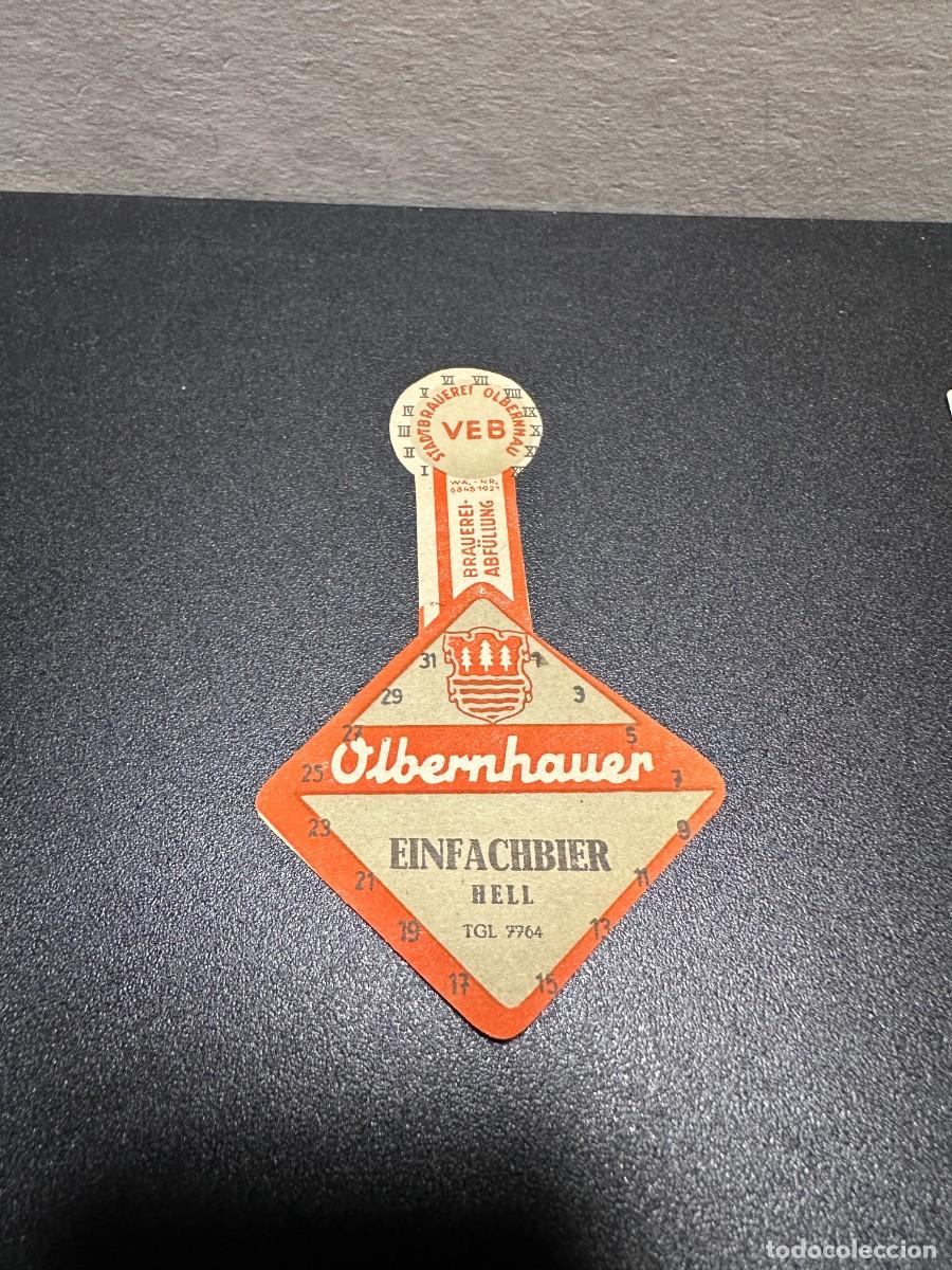 Coleccionismo billetes de transporte: Antigua Etiqueta Cerveza Olbernhauer Einfachbier Hell DDR
