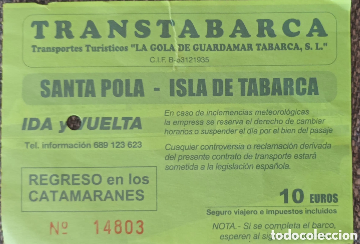 Coleccionismo billetes de transporte: BILLETE TRANSBARCA. SANTA POLA-TABARCA