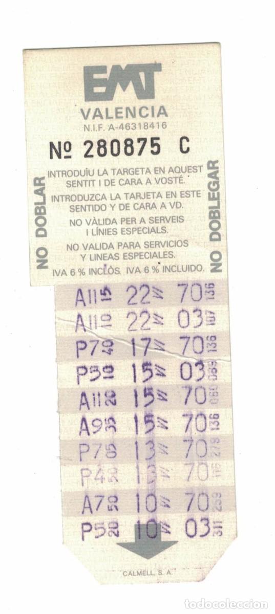 Coleccionismo billetes de transporte: Bonob&uacute;s EMT Valencia con publicidad Burger King &ndash; Billete transporte p&uacute;blico usado