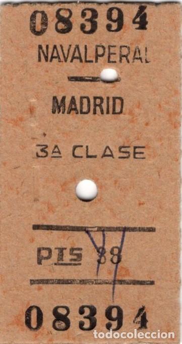 Coleccionismo billetes de transporte: Antiguo billete Renfe 21 de mayo de 1967. Navalperal-Madrid.
