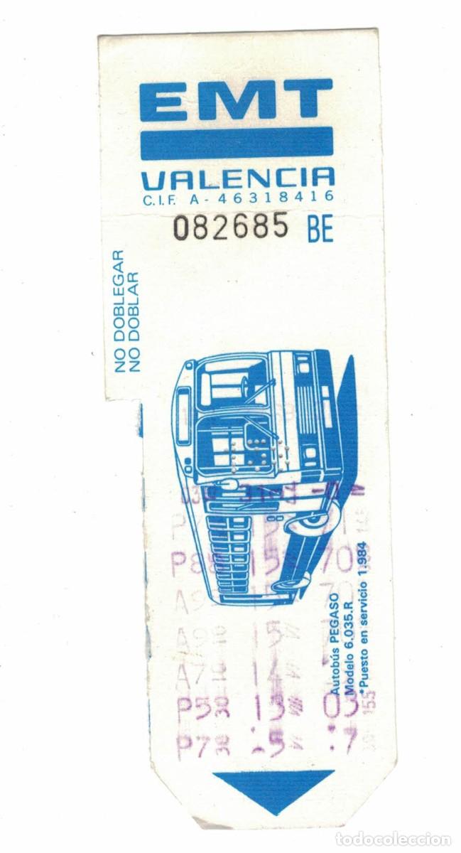 Coleccionismo billetes de transporte: Bonob&uacute;s EMT Valencia Pegaso Modelo 6.035-R &ndash; Billete transporte p&uacute;blico usado