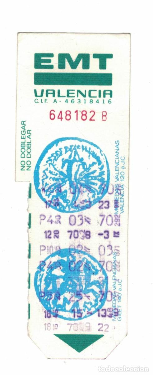 Coleccionismo billetes de transporte: Bonob&uacute;s EMT Valencia con m&uacute;ltiples sellos &ndash; Billete transporte p&uacute;blico usado