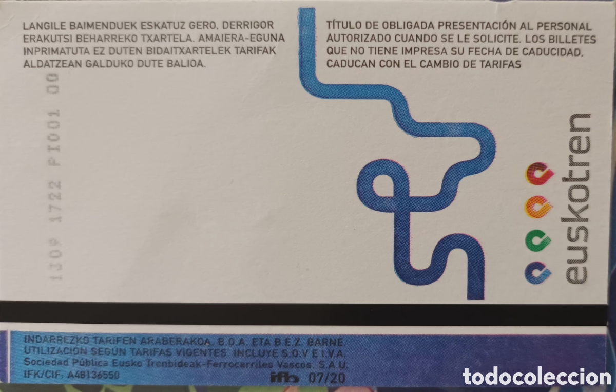 Coleccionismo billetes de transporte: BILLETE DE TRANSPORTE EUSKOTREN