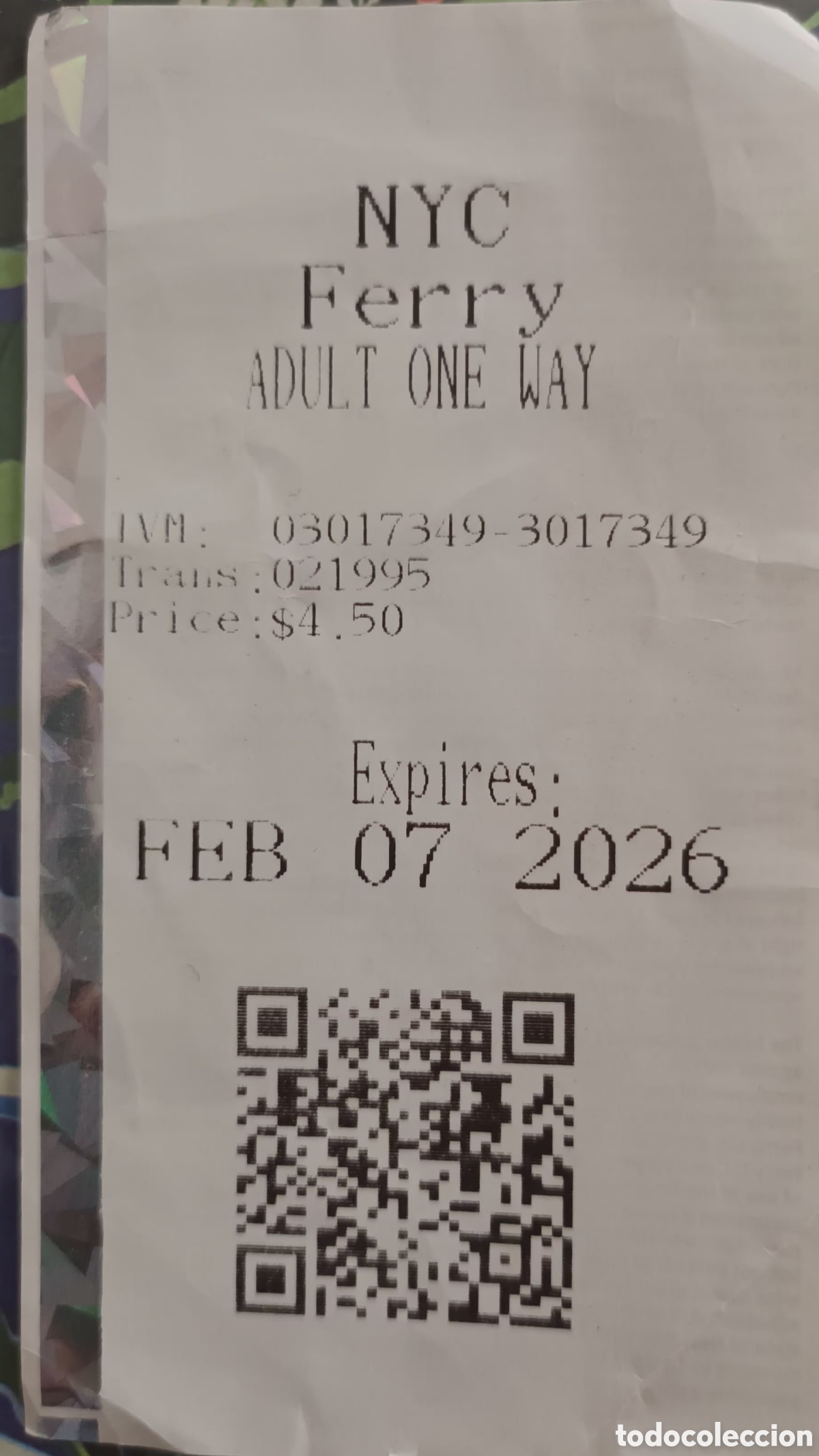 Coleccionismo billetes de transporte: BILLETE TICKET NYC FERRY