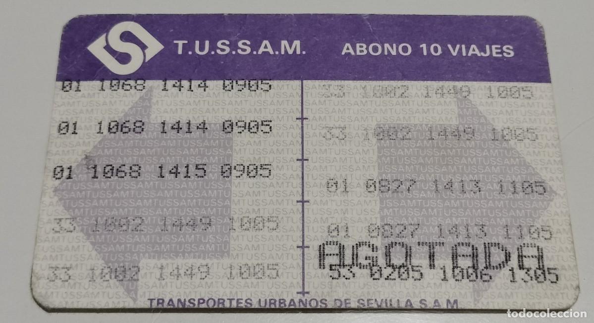 Coleccionismo billetes de transporte: Bonob&uacute;s TUSSAM Sevilla abono 10 viajes morado con impresi&oacute;n AGOTADO