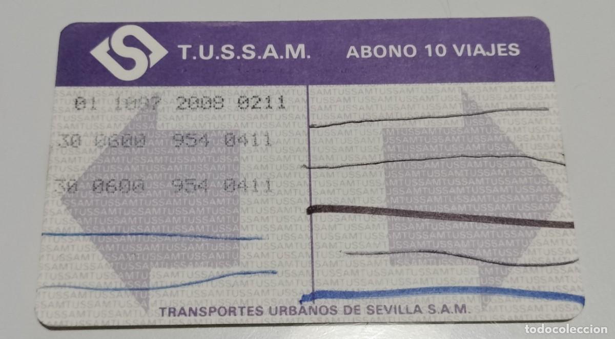 Coleccionismo billetes de transporte: Bonob&uacute;s TUSSAM Sevilla 10 viajes morado &ndash; 7 cancelaciones manuales y 3 de m&aacute;quina