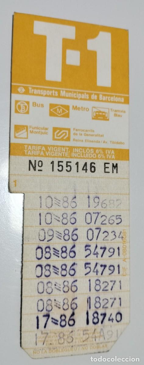 Coleccionismo billetes de transporte: T-1 Barcelona amarilla 1986 &ndash; Publicidad Caprabo y pasta Oromas &ndash; Bonob&uacute;s antiguo