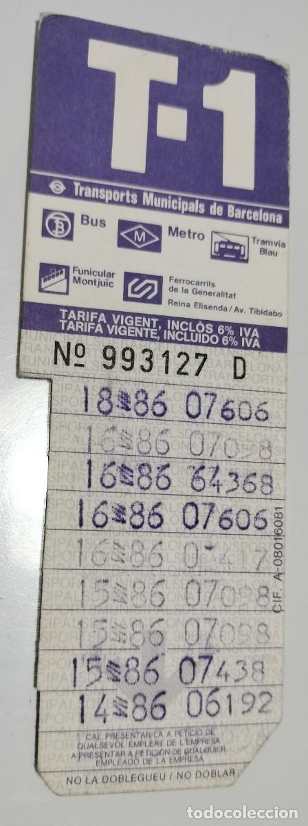 Coleccionismo billetes de transporte: T-1 Barcelona violeta 1986 &ndash; Autob&uacute;s Aclo con Imperial 1948&ndash;1965 &ndash; Bonob&uacute;s antiguo
