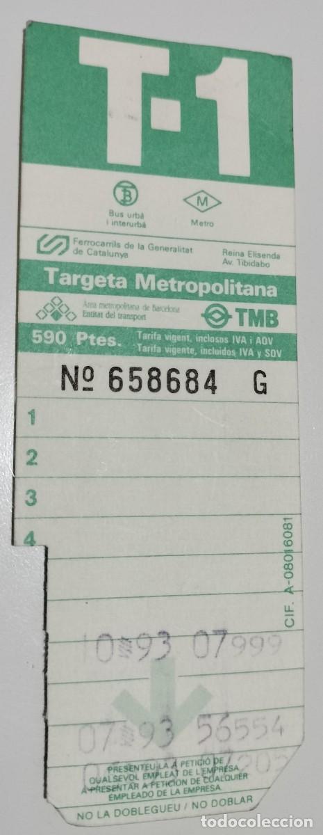 Coleccionismo billetes de transporte: T-1 Barcelona verde 590 pesetas &ndash; Publicidad Sasi &ndash; 1993 &ndash; 4 viajes sin cancelar