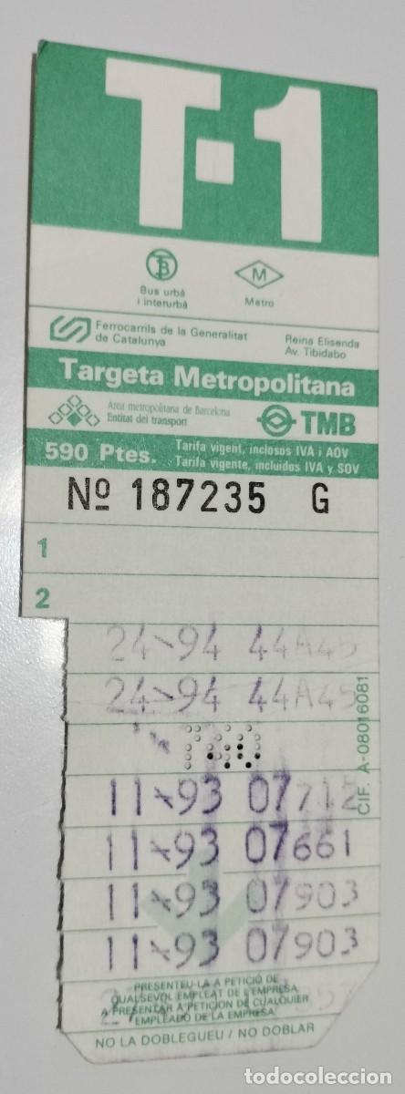 Coleccionismo billetes de transporte: T-1 Barcelona verde 590 pesetas &ndash; Publicidad Sasi &ndash; 1993&ndash;1994 &ndash; Perforada
