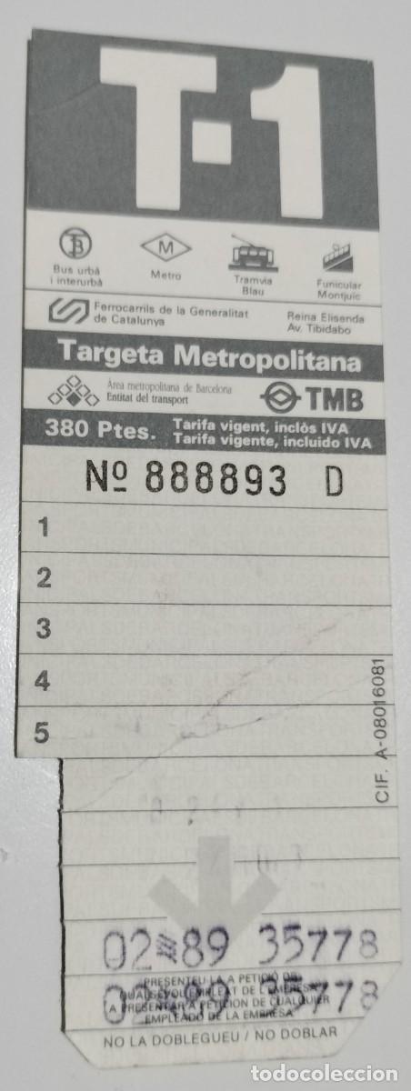 Coleccionismo billetes de transporte: T-1 Barcelona gris 380 pesetas &ndash; Balonmano Se&uacute;l 1988 &ndash; Tarjeta Metropolitana TMB