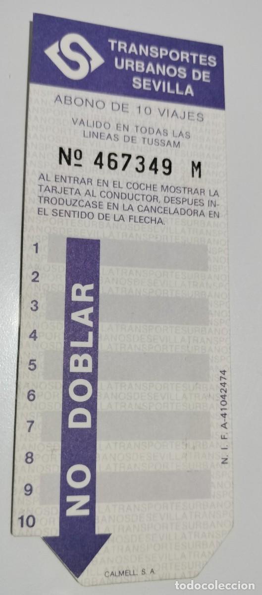 Coleccionismo billetes de transporte: Bonob&uacute;s TUSSAM Sevilla violeta SIN CANCELAR &ndash; Abono 10 viajes con transbordo &ndash; Alargado