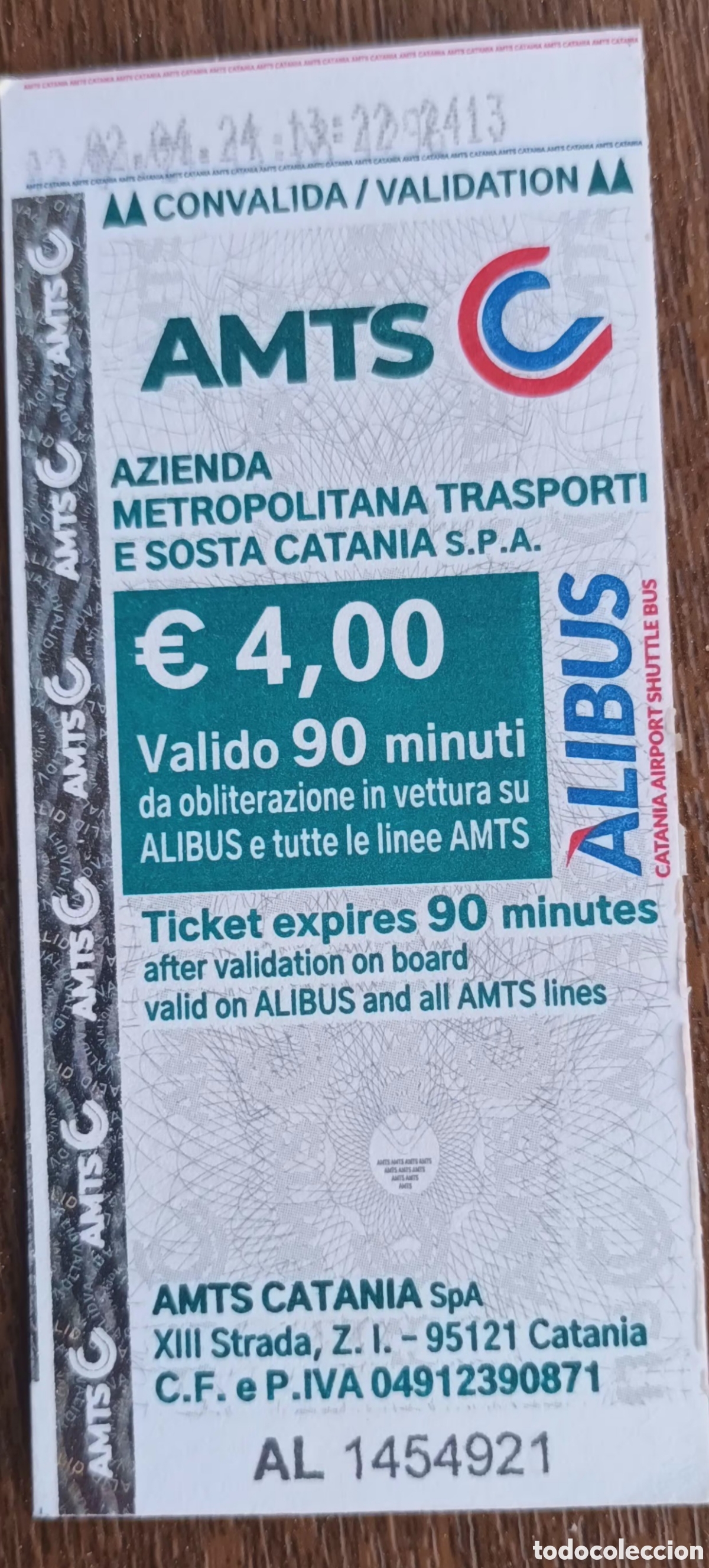 Coleccionismo billetes de transporte: BILLETE TRANSPORTE DE CATANIA