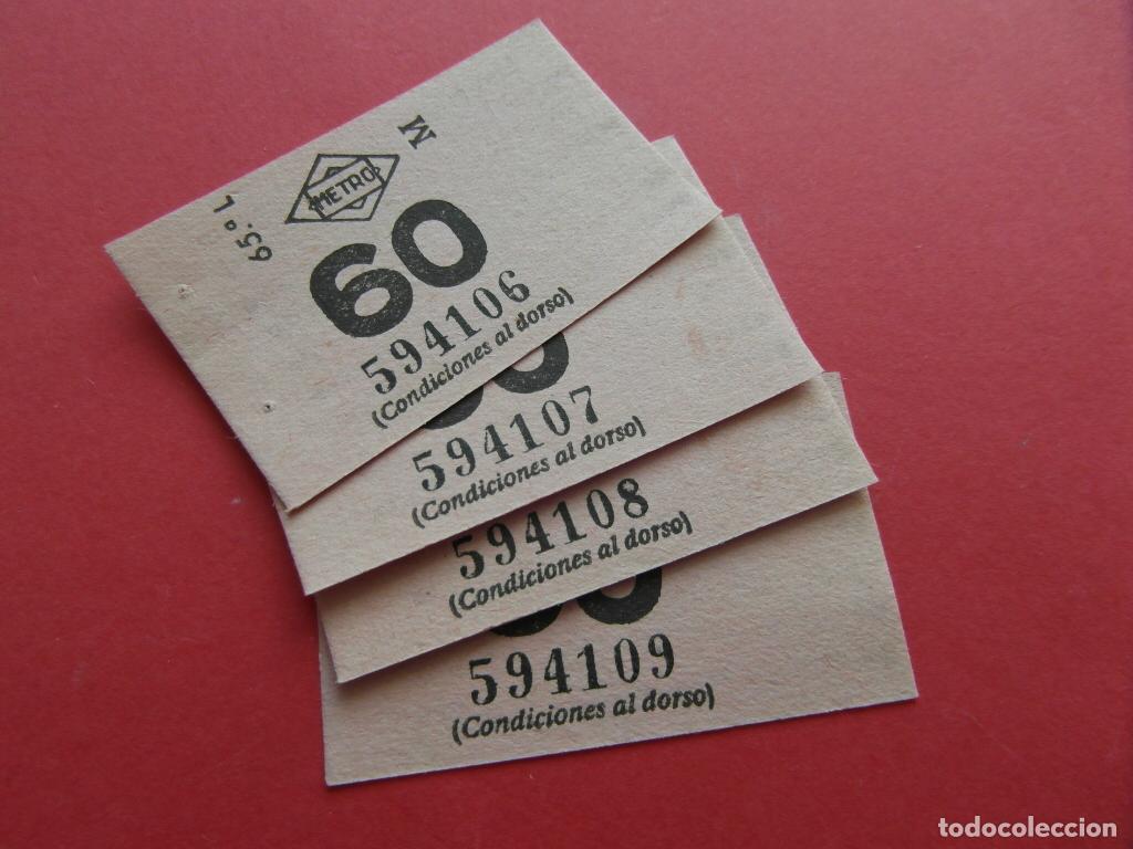 Coleccionismo billetes de transporte: METRO DE MADRID TALON 4 BILLETES 60 CENTIMOS NUMERACION CONSECUTIVA