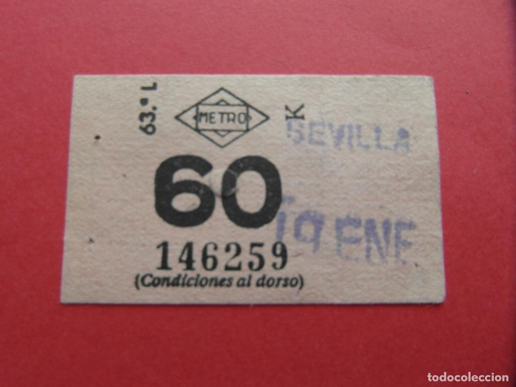 Coleccionismo billetes de transporte: METRO DE MADRID MODALIDAD 60 CENTIMOS - SELLO ESTACION SEVILLA