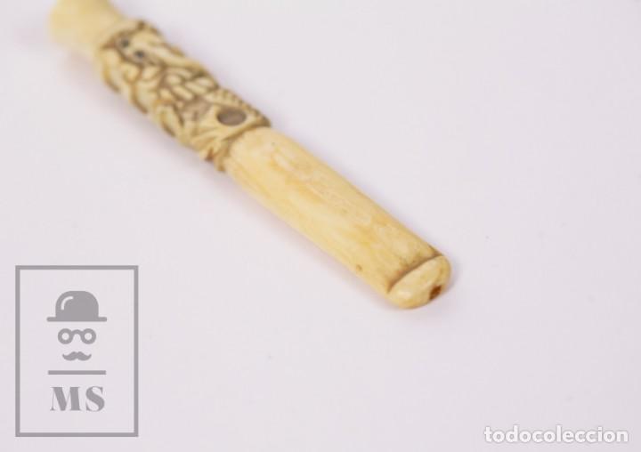 Boquillas de colección: Antigua Boquilla de Marfil Tallado - Dragón Chino - Tabaco / Cigarrilos - Longitud 7,5 cm - Foto 6 - 227010900