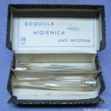 Boquillas de colección: ANTIGUO ESTUCHE CAJA ORIGINAL CON DOS BOQUILLAS HIGIÉNICAS MARCA LAMBER ANTI-NICOTINA. Lote 386334874