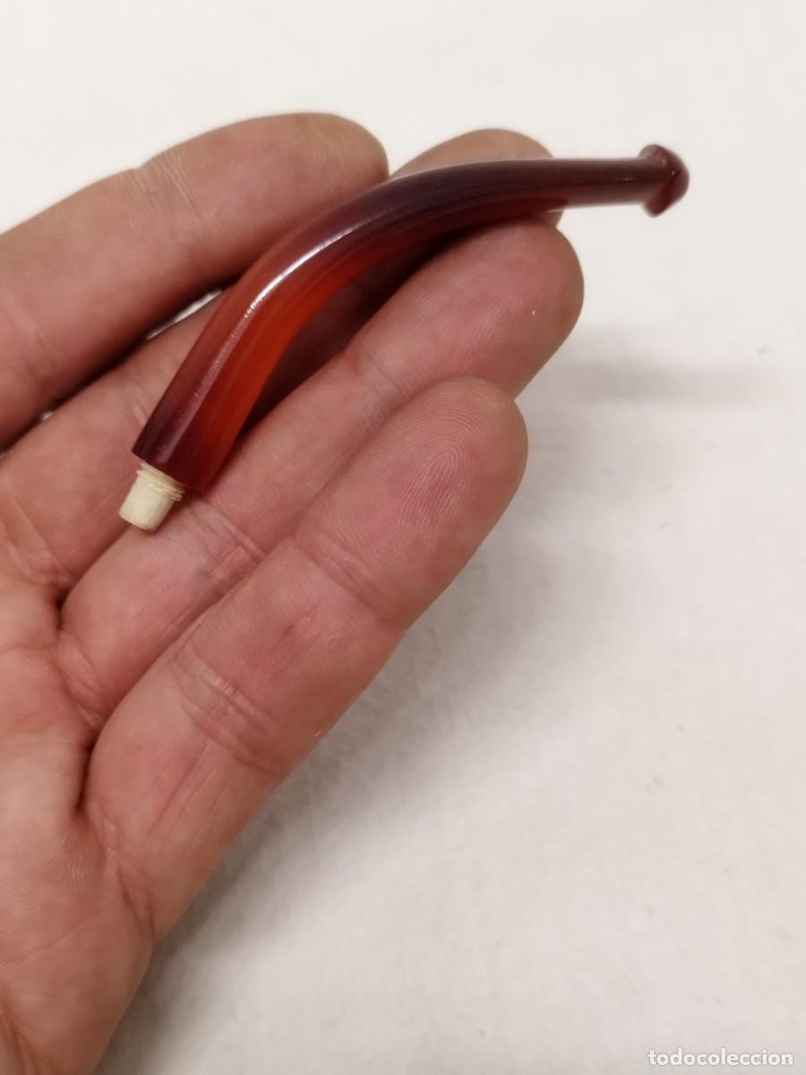 Boquillas de colecci&oacute;n: Antigua boquilla &aacute;mbar para pipa de fumar tabaco.
