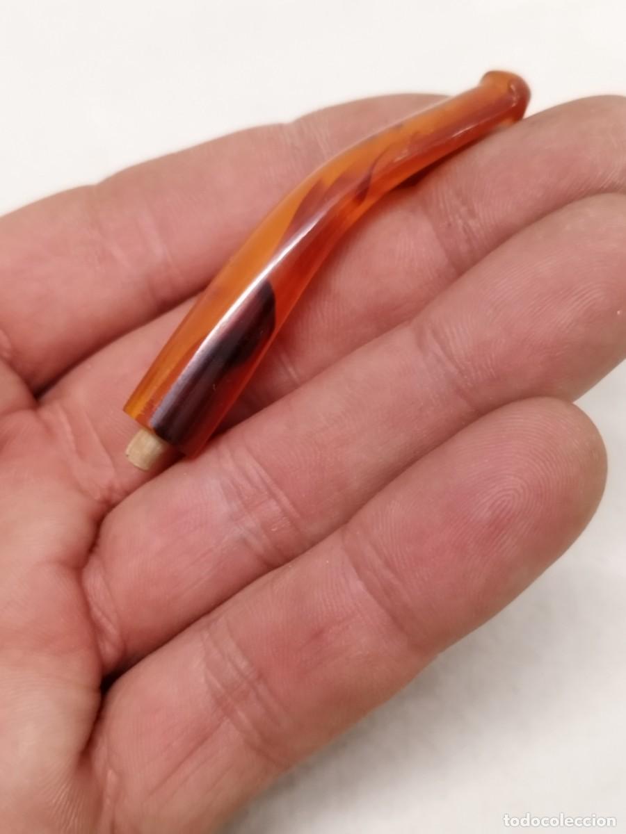 Boquillas de colecci&oacute;n: Antigua boquilla &aacute;mbar para pipa de fumar tabaco.